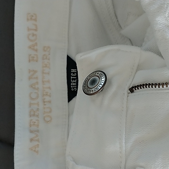 American Eagle "Hi-Rise Shortie" Denim White Lace Jean Shorts Sz 00 - Picture 9 of 11